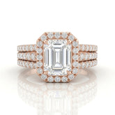 Rose Gold Elarique Emerald Halo Diamond Engagement Ring