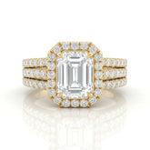 Yellow Gold Elarique Emerald Halo Diamond Engagement Ring