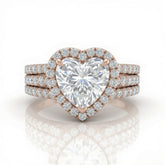 Rose Gold Elarique Heart Halo Diamond Engagement Ring