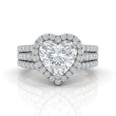 Silver Elarique Heart Halo Diamond Engagement Ring