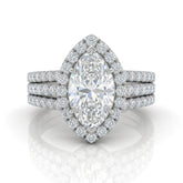 Silver Elarique Marquise Halo Diamond Engagement Ring