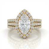 Yellow Gold Elarique Marquise Halo Diamond Engagement Ring