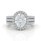 Silver Elarique Oval Halo Diamond Engagement Ring