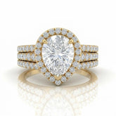 Yellow Gold Elarique Pear Halo Diamond Engagement Ring