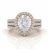 Rose Gold Elarique Pear Halo Diamond Engagement Ring