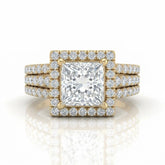 Yellow Gold Elarique Princess Halo Diamond Engagement Ring