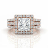 Rose Gold Elarique Princess Halo Diamond Engagement Ring