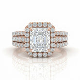 Rose Gold Elarique Radiant Halo Diamond Engagement Ring