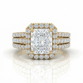 Yellow Gold Elarique Radiant Halo Diamond Engagement Ring