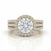 Yellow Gold Elarique Round Halo Diamond Engagement Ring
