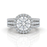 White Gold Elarique Round Halo Diamond Engagement Ring