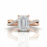Rose Gold Novalisse Emerald Diamond Engagement Ring