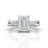 Silver Novalisse Emerald Diamond Engagement Ring