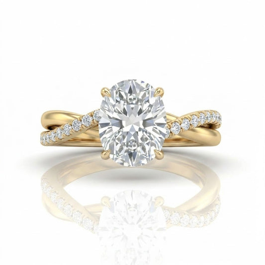 Yellow Gold Novalisse Oval Diamond Engagement Ring