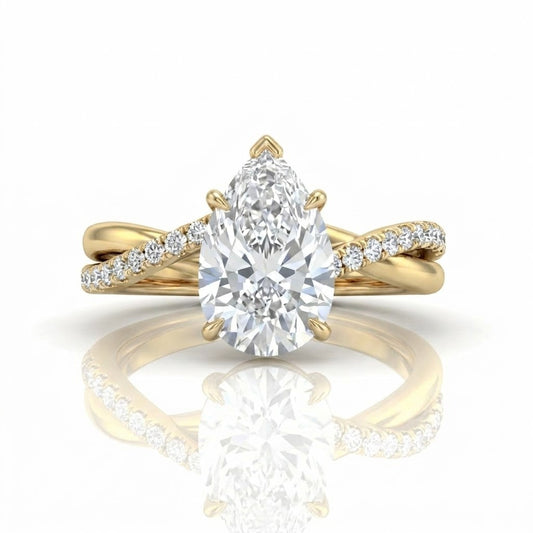 Yellow Gold Novalisse Pear Diamond Engagement Ring