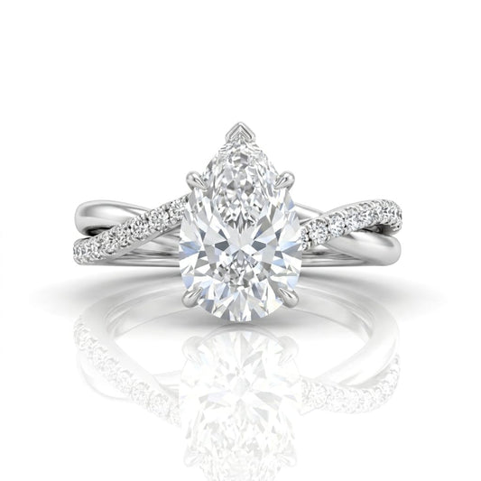 Silver Novalisse Pear Diamond Engagement Ring