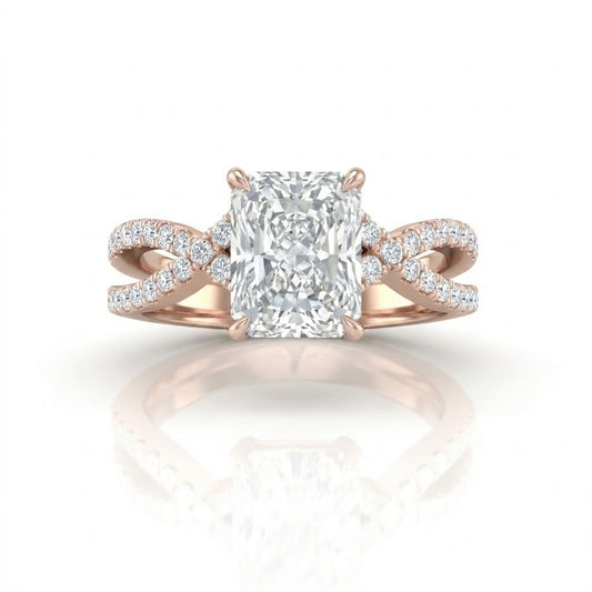Rose Gold Everlisse Infinity Radiant Diamond Engagement Ring