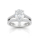 Silver Elara Pear Diamond Engagement Ring