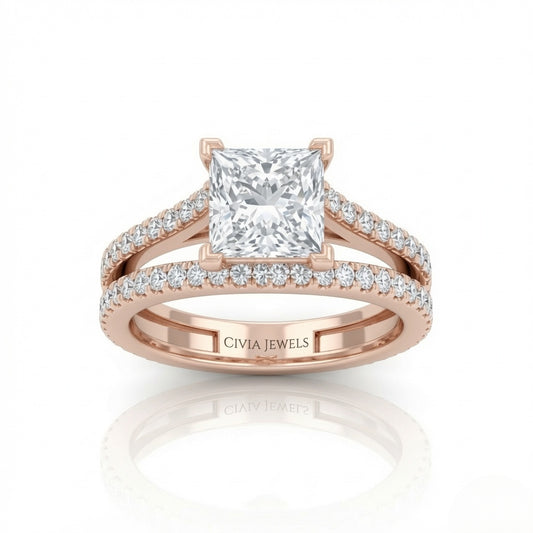 Rose Gold Elara Princess Diamond Engagement Ring
