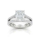 Silver Elara Radiant Diamond Engagement Ring