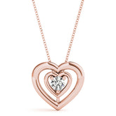 Rose gold Heart Prong Round Diamond Pendant