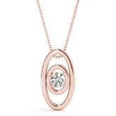 Rose gold Round Diamond Bezel Set Pendant with Double Halo