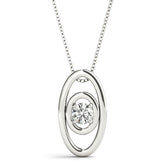 White gold Round Diamond Bezel Set Pendant with Double Halo