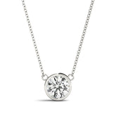 White gold Bezel Round Solitaire Pendant