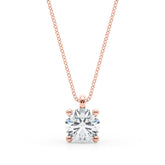 Rose gold Round Solitaire Pendant with Four-Prong Setting