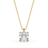 Yellow gold Round Solitaire Pendant with Four-Prong Setting