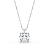 White gold Round Solitaire Pendant with Four-Prong Setting