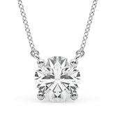 White gold Round Solitaire Pendant with Four-Prong Basket Setting