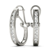 White gold Channel-Set Round Diamond Hoop Earrings in White Gold