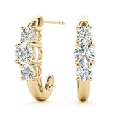 Yellow gold Round Brilliant Diamond U-Hoop Earrings with Prong Setting