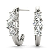 White gold Round Brilliant Diamond U-Hoop Earrings with Prong Setting