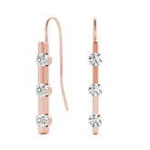 Rose gold Round Diamond Bar Drop Earrings with Bezel Setting