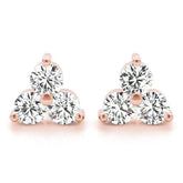Rose gold Triangular Cluster Round Diamond Stud Earrings with Prong Setting