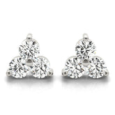 White gold Triangular Cluster Round Diamond Stud Earrings with Prong Setting