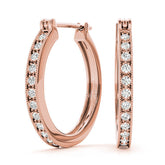 Rose gold Round Diamond Pave Hoop Earrings with Milgrain Edge