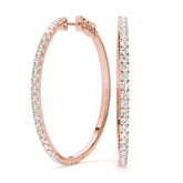 Rose gold Pavé Round Diamond Hoop Earrings with Hinged Snap Closure