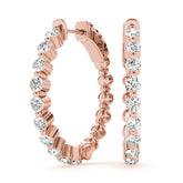 Rose gold Round Cut Prong Set Diamond Hoop Earrings
