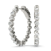 White gold Round Cut Prong Set Diamond Hoop Earrings