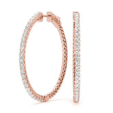 Rose gold Round Diamond Pave Hoop Earrings with Prong Setting