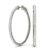White gold Round Diamond Pave Hoop Earrings with Prong Setting