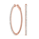 Rose gold Round Cut Pave Diamond Hoop Earrings with Prong Setting