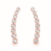 Rose gold Bezel-Set Round Diamond Climber Earrings