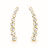 Yellow gold Bezel-Set Round Diamond Climber Earrings