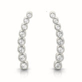 White gold Bezel-Set Round Diamond Climber Earrings