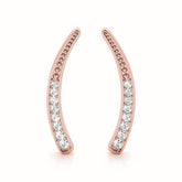 Rose gold Pavé Round Diamond Curved Bar Earrings