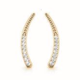 Yellow gold Pavé Round Diamond Curved Bar Earrings